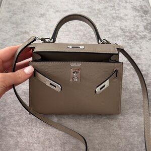 Kelly Taupe Leather Mini Bag